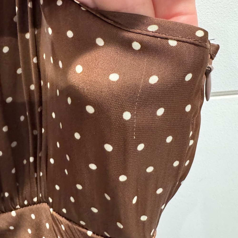 Ciao Lucia brown polka dot Leo Satin midi dress - Picture 13 of 13